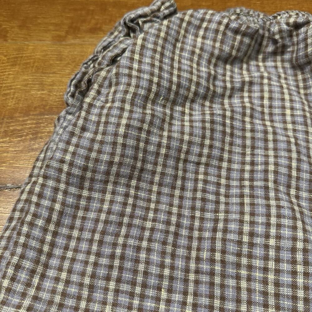 Deiji Studios Cropped Pants Womens M Purple Gray Brown Tartan Plaid 100% Linen - Picture 4 of 13
